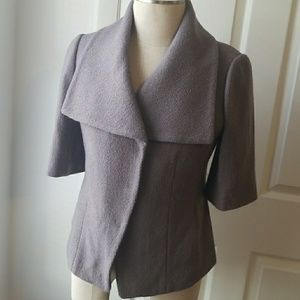Ann Taylor mauve wool boucle 1/2 sleeve jacket